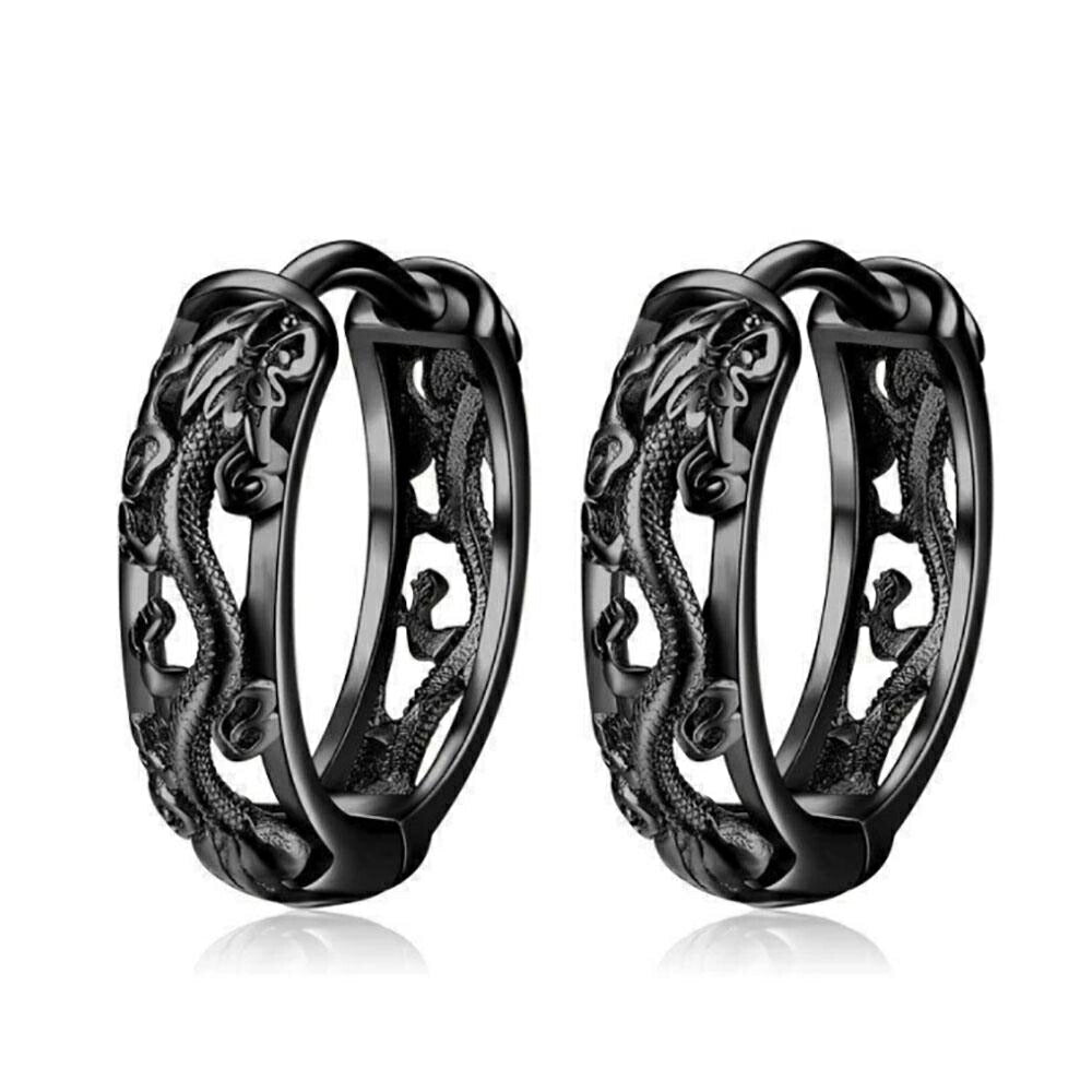 ピアス イヤーカフ | ドラゴンリングタイプピアス 両耳用 シルバーorブラック