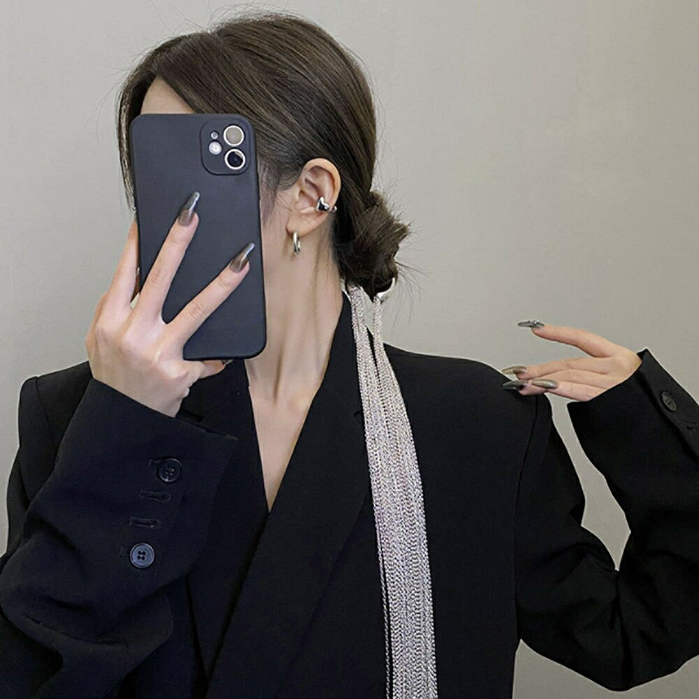 ヘアアクセサリー | シルバーロングチェーン髪留め：エスニック＆シンプルデザイン