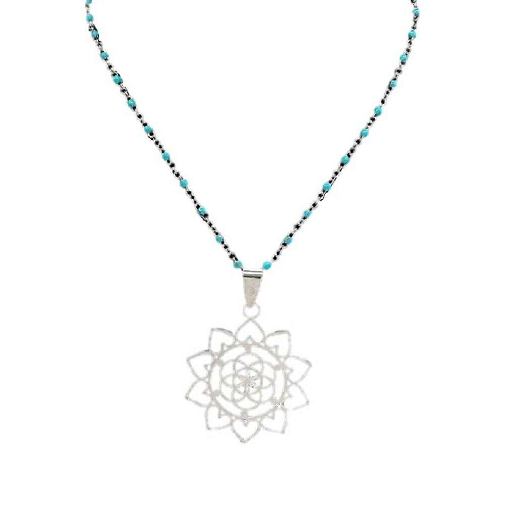 ネックレス | 向日葵デザイン ボヘミアンスタイル シルバーネックレス