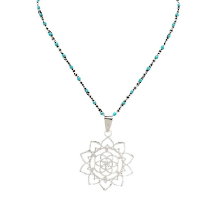 ネックレス | 向日葵デザイン ボヘミアンスタイル シルバーネックレス