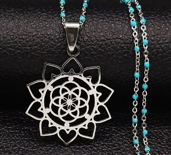 ネックレス | 向日葵デザイン ボヘミアンスタイル シルバーネックレス