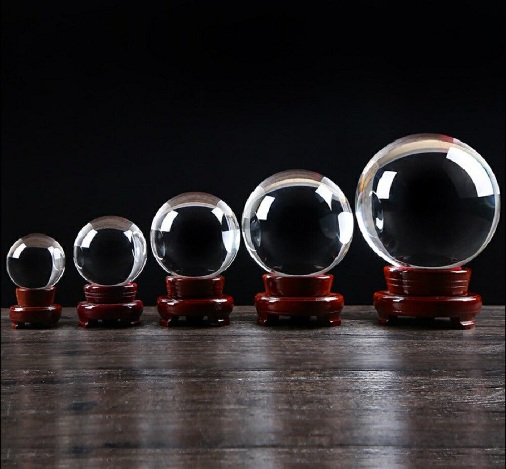 【訳あり】【小キズあり】 風水 インテリア | 水晶球 風水 インテリア 木製台座付き 5cm