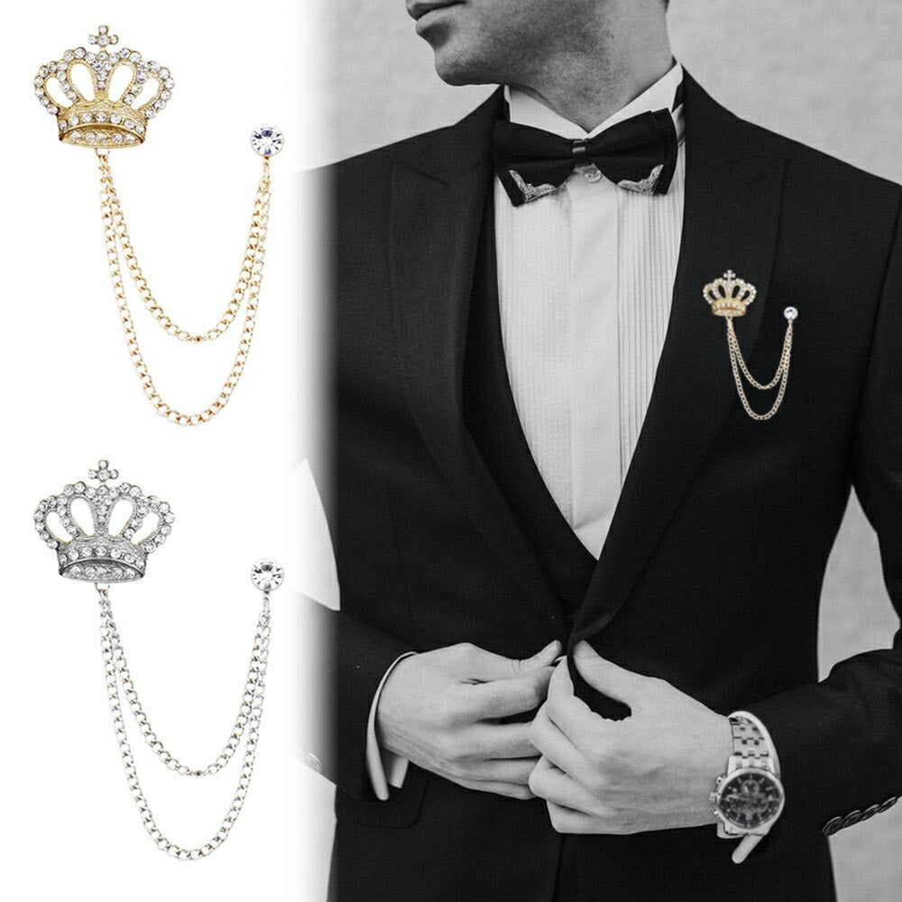 アクセサリー その他 | ゴールド＆シルバー ジルコニア王冠ブローチ - ユニセックス