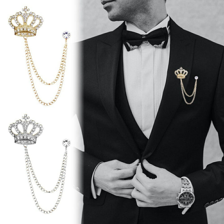 アクセサリー その他 | ゴールド＆シルバー ジルコニア王冠ブローチ - ユニセックス