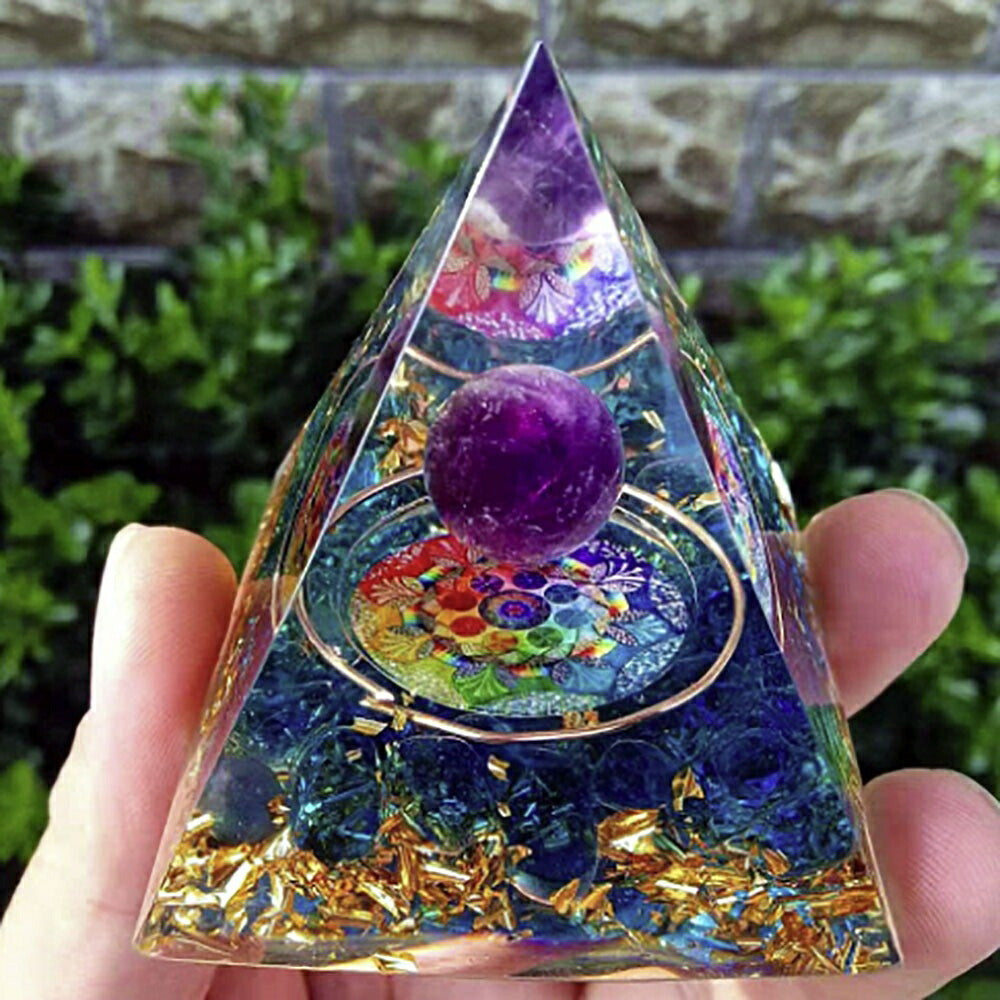 風水 インテリア | 惑星モチーフのオルゴナイト置物 - チャクラストーン＆金箔入り