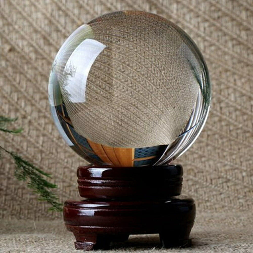 【訳あり】【小キズあり】 風水 インテリア | 水晶球 10cm 木製台座付き 開運風水インテリア