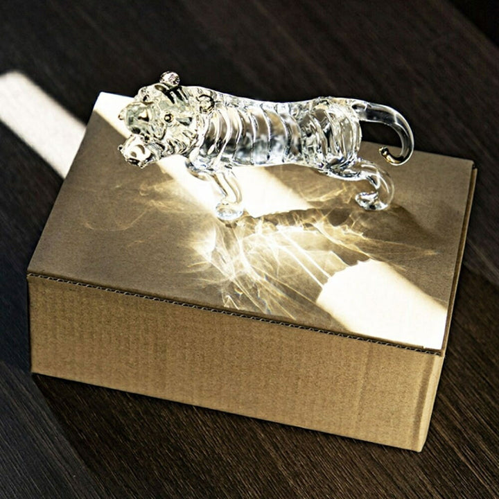 風水 インテリア | 干支「寅年」風水クリスタルガラス虎置物 - 透明16cm