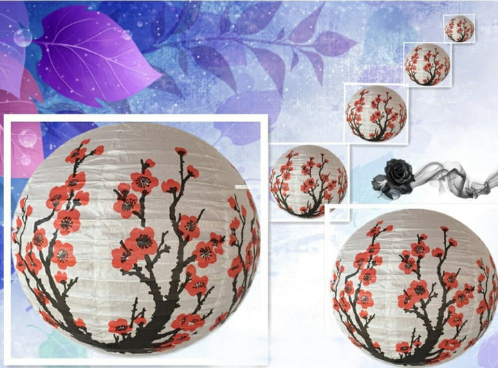 インテリア照明 | 梅の花和柄丸提灯 - 和風ホームデコレーション用