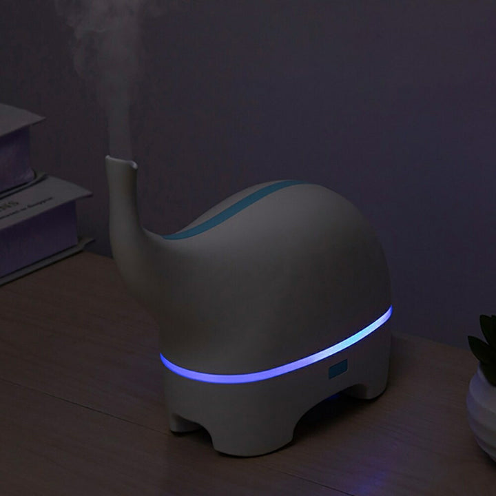 インテリア グッズ | ゾウ型アロマLED加湿器 - ホワイト、リビング・寝室用