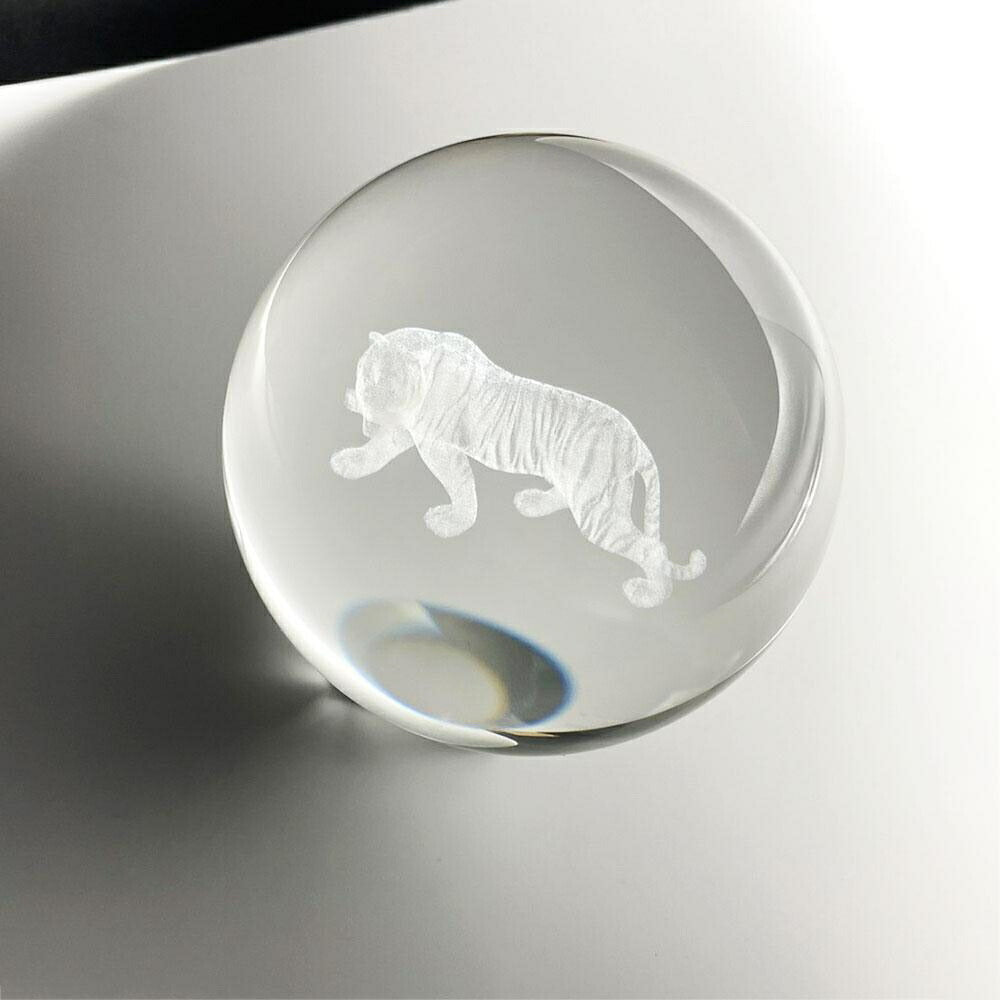 風水 インテリア | 水晶球クリスタル虎置物 - 風水干支寅年オブジェ10cm