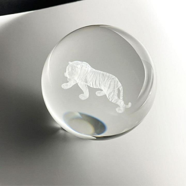 風水 インテリア | 水晶球クリスタル虎置物 - 風水干支寅年オブジェ10cm