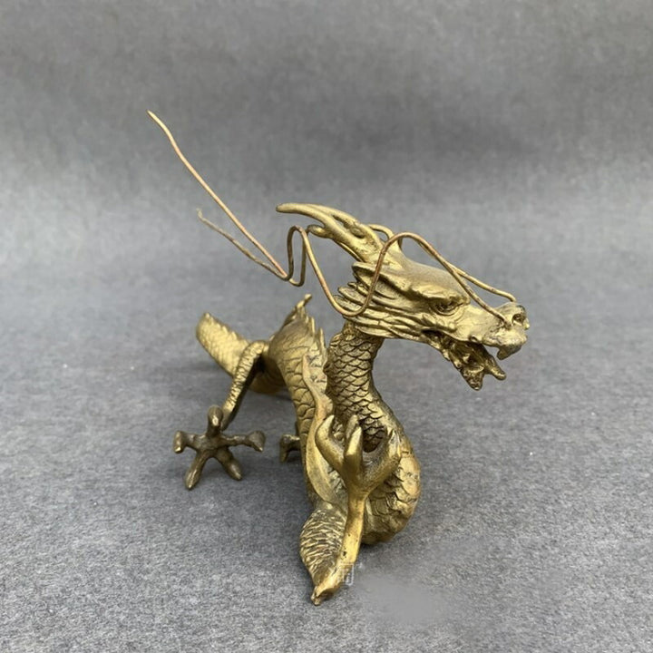 風水 インテリア | 開運クリスタル龍置物 - 真鍮製