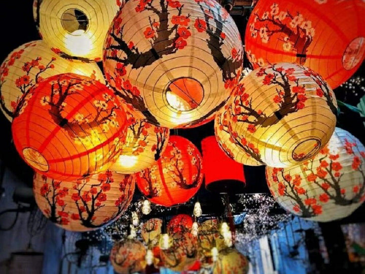 インテリア照明 | 梅の花和柄丸提灯 - 和風ホームデコレーション用