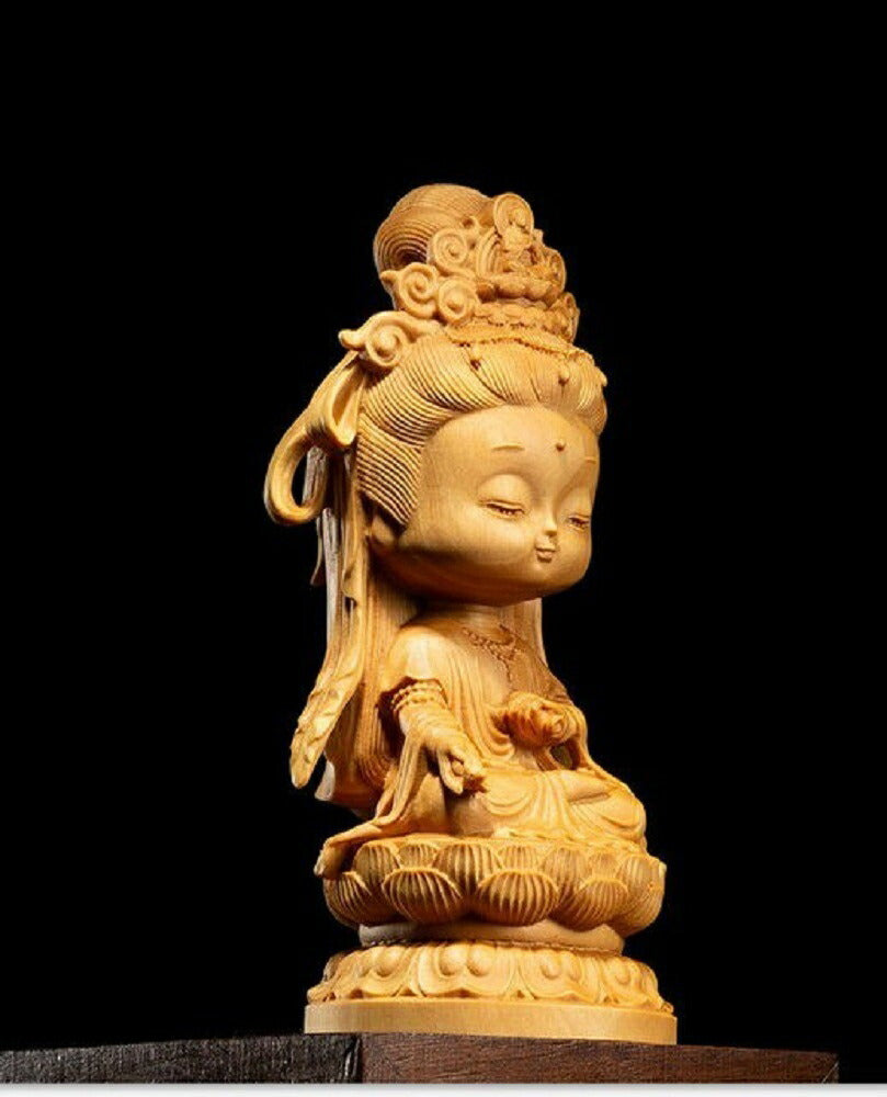 風水 インテリア | 木製座禅菩薩仏像 彫刻観音像 インテリア美術品