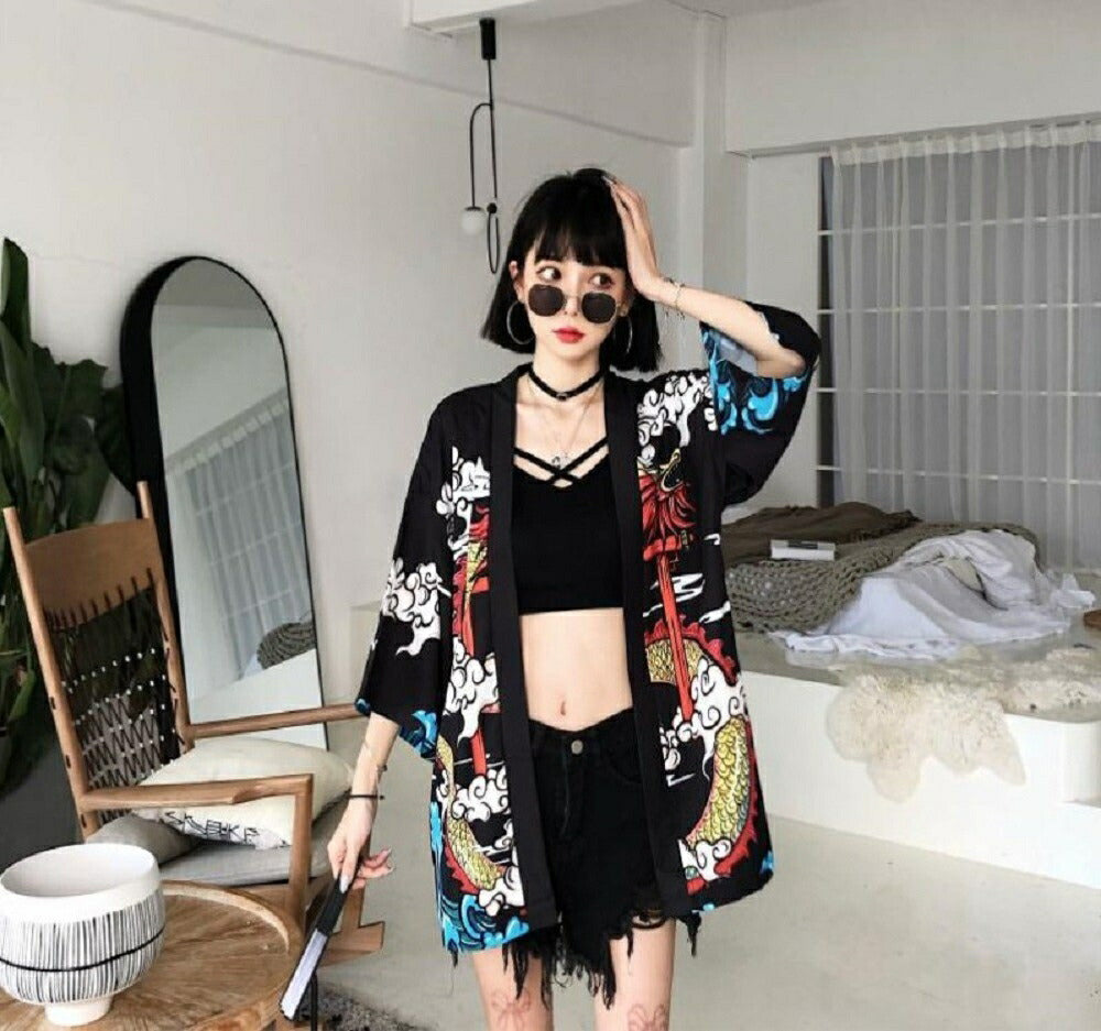はっぴ | 夏祭り和柄ハッピ：龍鳥居雲デザイン