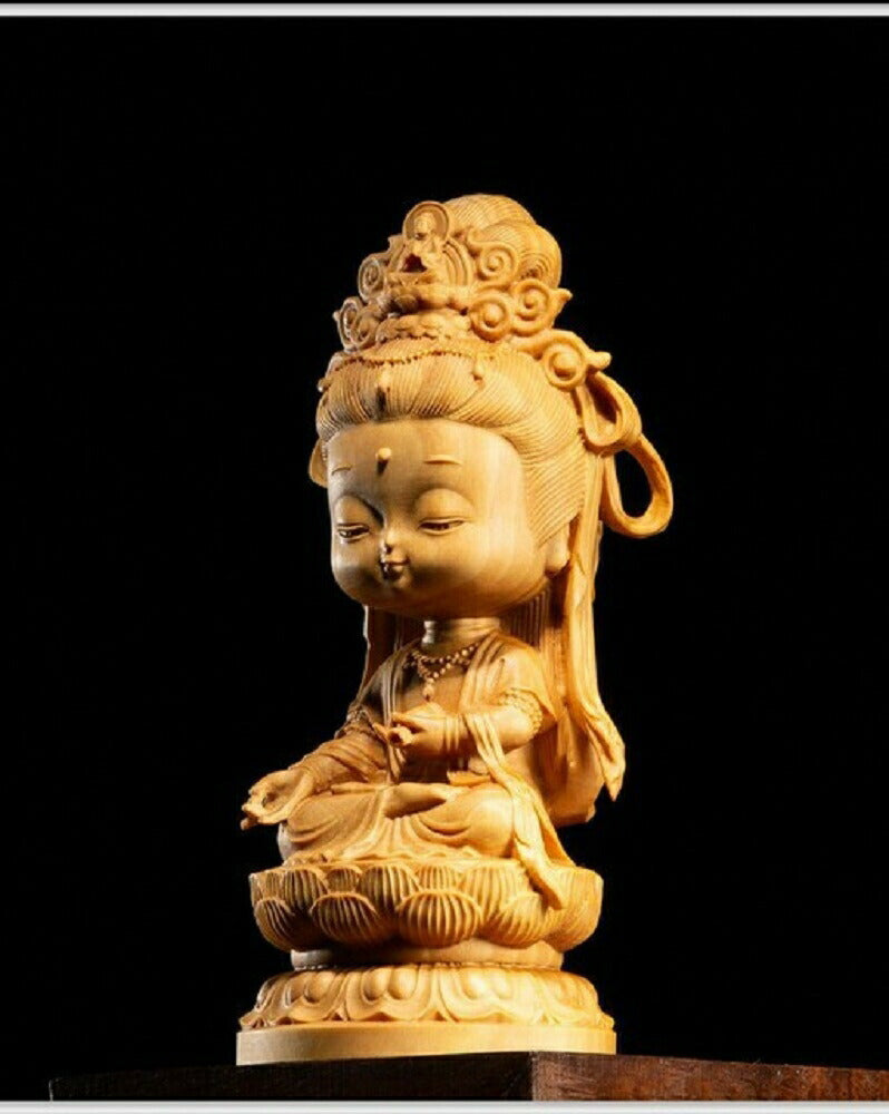 風水 インテリア | 木製座禅菩薩仏像 彫刻観音像 インテリア美術品