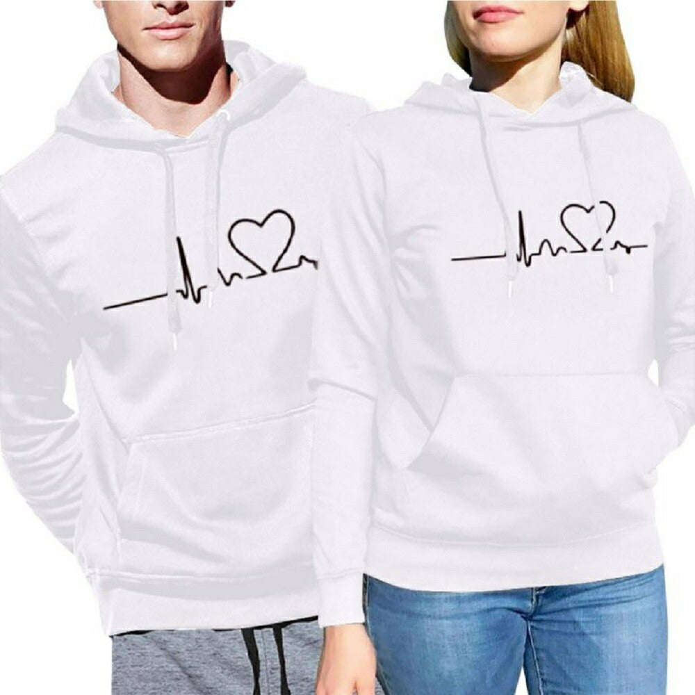 パーカー 女性 | ハートデザイン ビッグシルエットパーカー ホワイト/ブラック