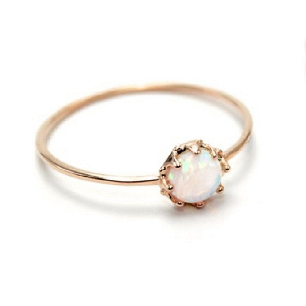 リング | オパールと貝パールの細めピンキーリング【ゴールド】