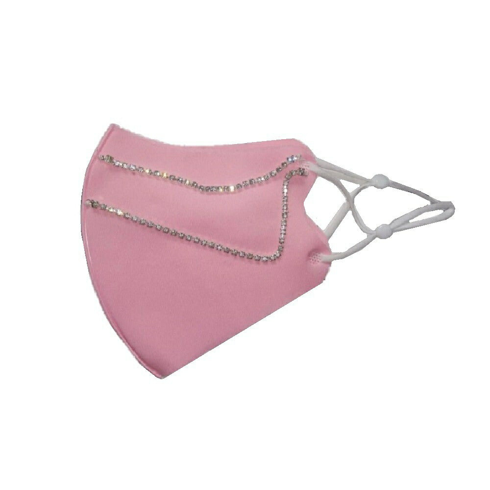 マスク | ジルコニア装飾 マスクチェーン 【ブラック/ピンク】