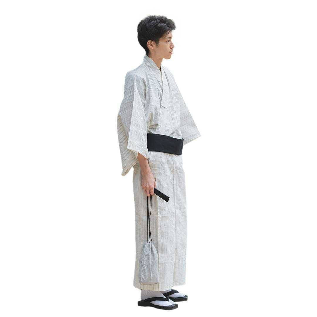 男性ファッション その他 | メンズしじら織り浴衣3点セット（帯・下駄付き）