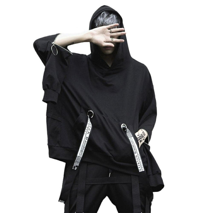 パーカー 男性 | ブラックフード ビッグシルエット ユニセックスパーカー