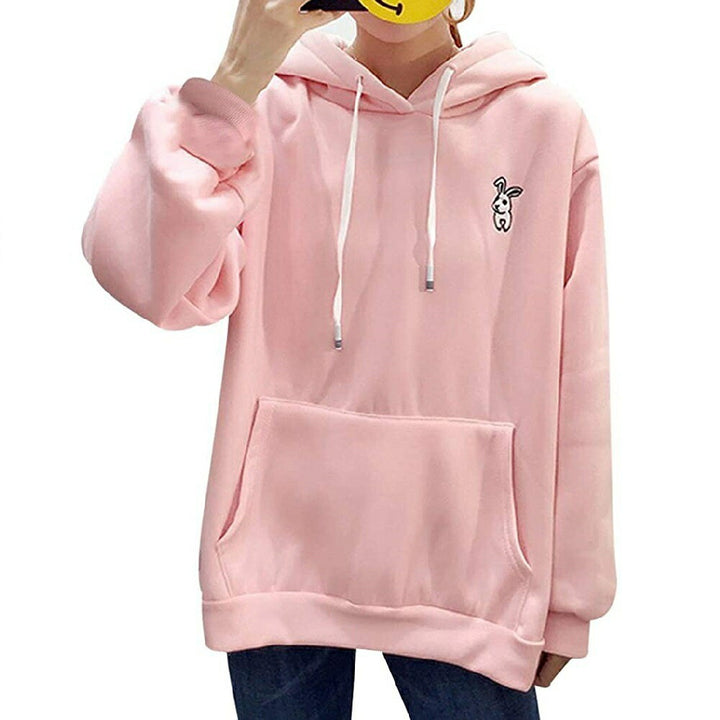 パーカー 女性 | うさ耳ビッグシルエットパーカー ピンク/ブラック ユニセックス