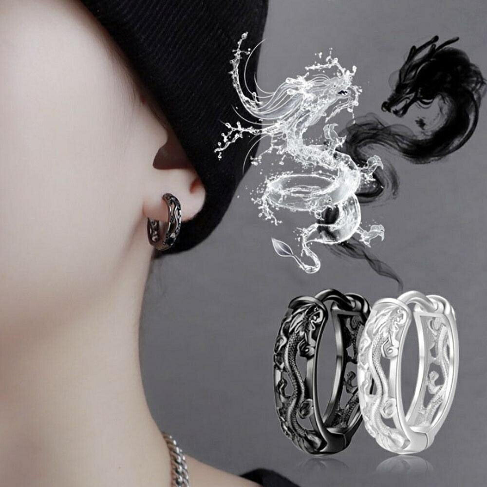ピアス イヤーカフ | ドラゴンリングタイプピアス 両耳用 シルバーorブラック