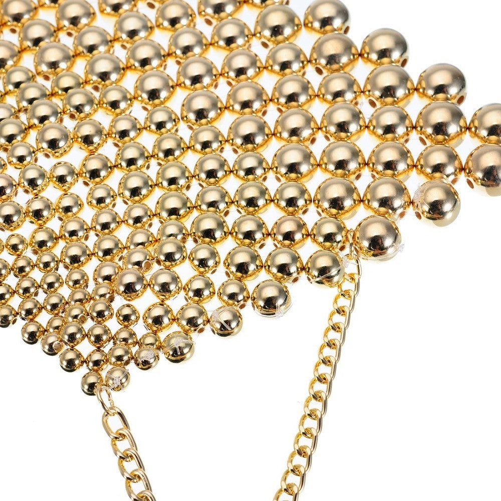 ネックレス | アフリカ風ビーズチョーカー - ゴールド民族舞踊アクセサリー