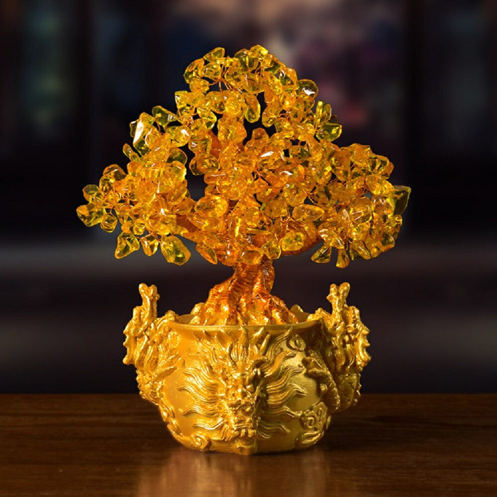 風水 インテリア | 龍の黄金木 招財樹 シトリン風水置物