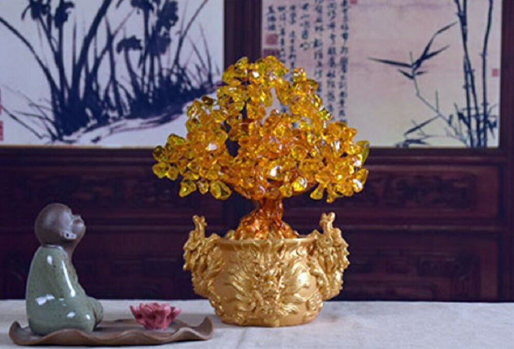 風水 インテリア | 龍の黄金木 招財樹 シトリン風水置物