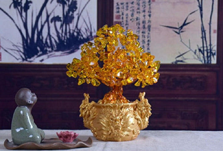 風水 インテリア | 龍の黄金木 招財樹 シトリン風水置物