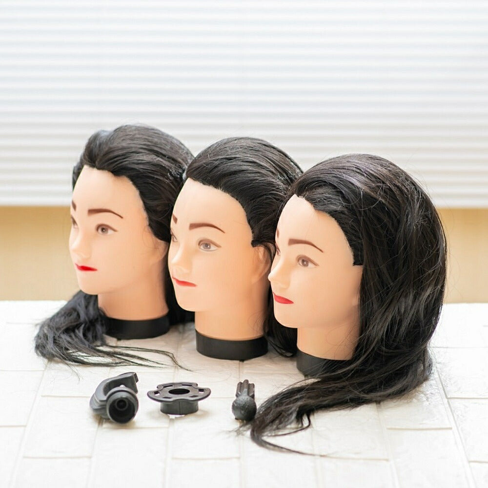 コスメティック | カット＆編み込み練習用マネキンヘッド3個セット（クランプ付き）