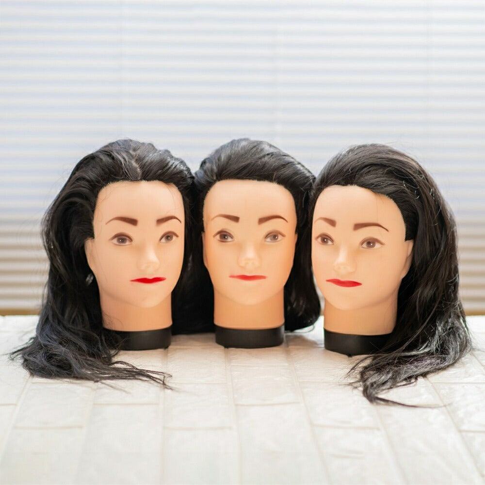 コスメティック | カット＆編み込み練習用マネキンヘッド3個セット（クランプ付き）