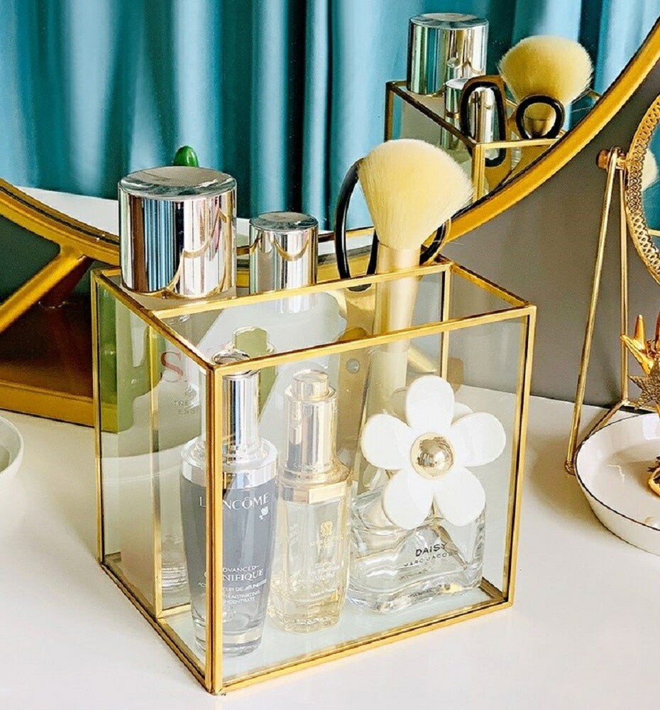 インテリアインテリア雑貨 その他 | ゴールドフレーム クリアガラス調 小物入れボックス - アンティーク風