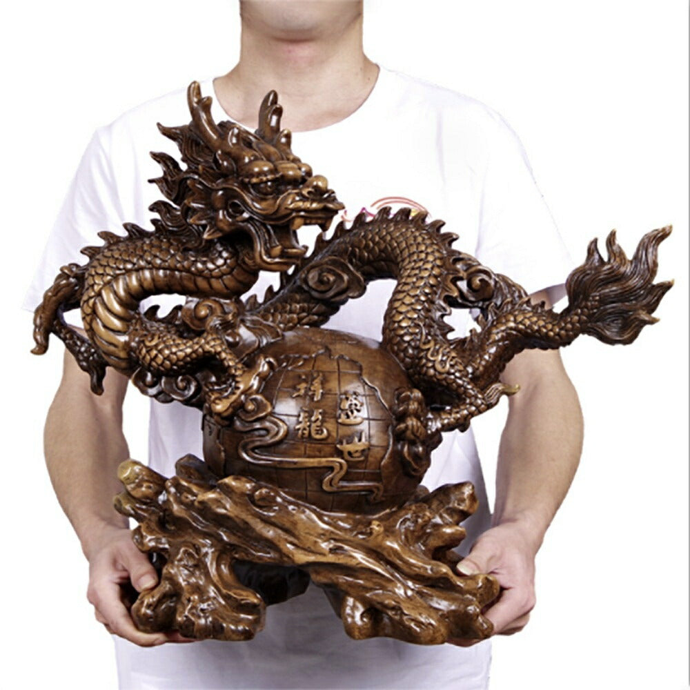 風水 インテリア | 開運龍置物 - 風水レジン製ドラゴン、金運・成功祈願