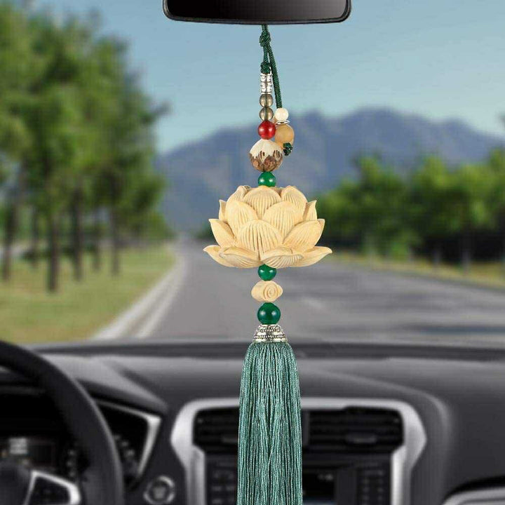 車 アクセサリー | 蓮の花風水カーミラーアクセサリー【開運・金運向上】