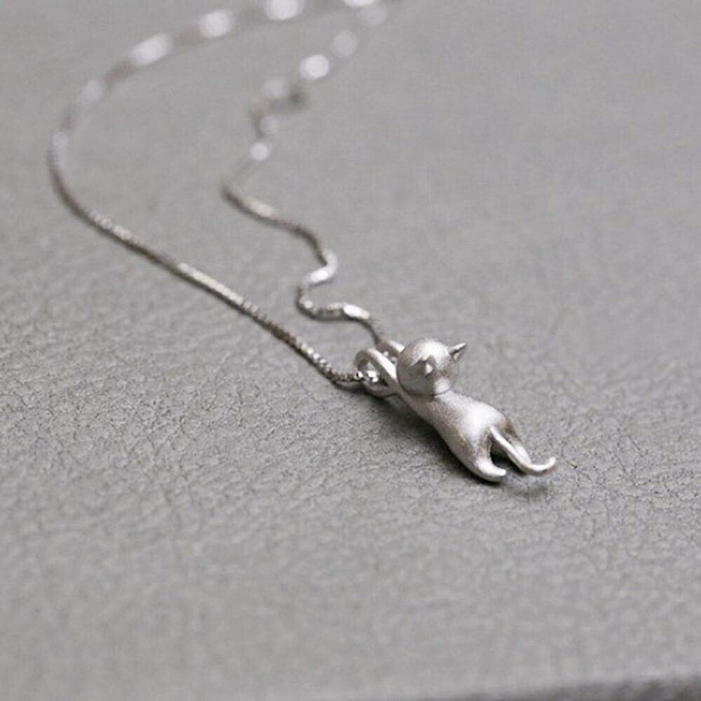 ネックレス | Silver925 ぶら下がり猫ネックレス 男女兼用