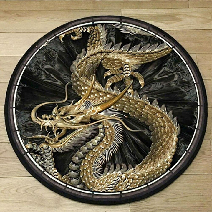 風水 インテリア | 黄金龍デザイン 滑り止め玄関マット 60cm