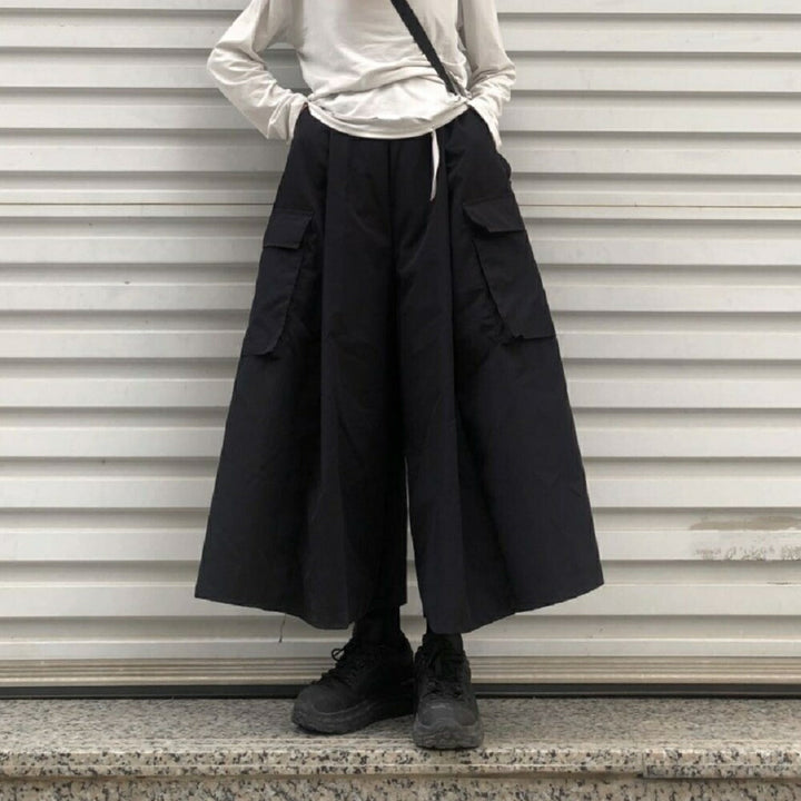ボトムス 女性 | ブラックワイドパンツ ゆったりビッグシルエット 韓国ファッション