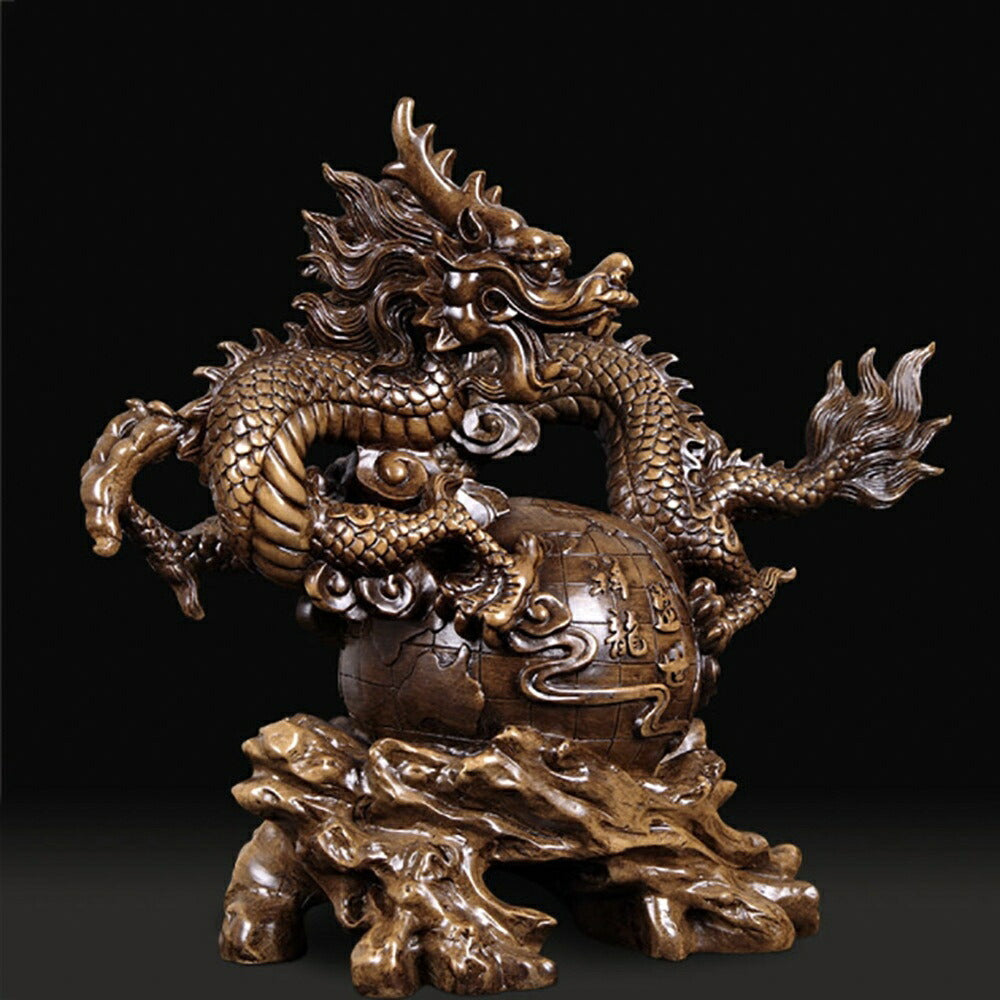 風水 インテリア | 開運龍置物 - 風水レジン製ドラゴン、金運・成功祈願