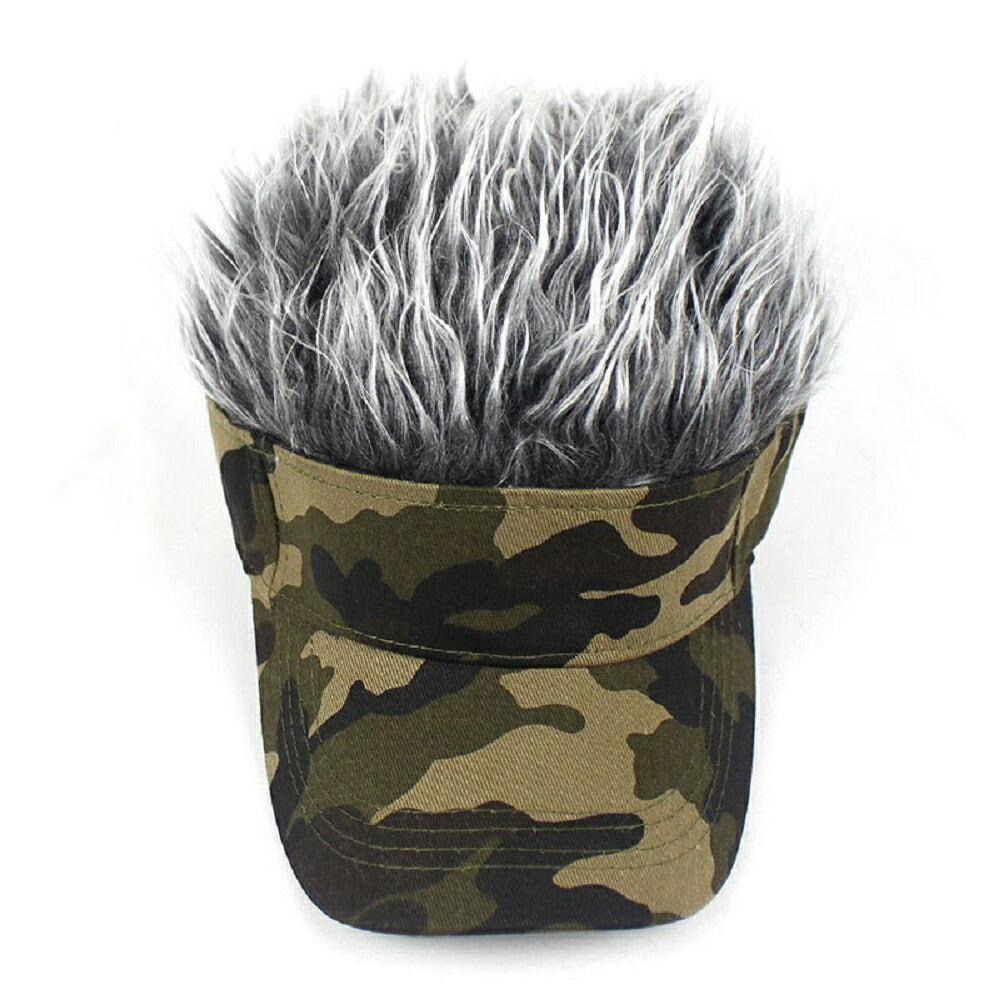 キャップ | 迷彩フレアバイザー ウィッグ付き 帽子 - メンズゴルフ・アウトドア用