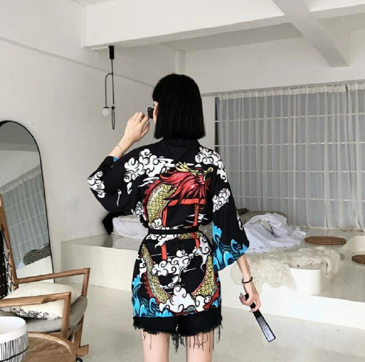 はっぴ | 夏祭り和柄ハッピ：龍鳥居雲デザイン