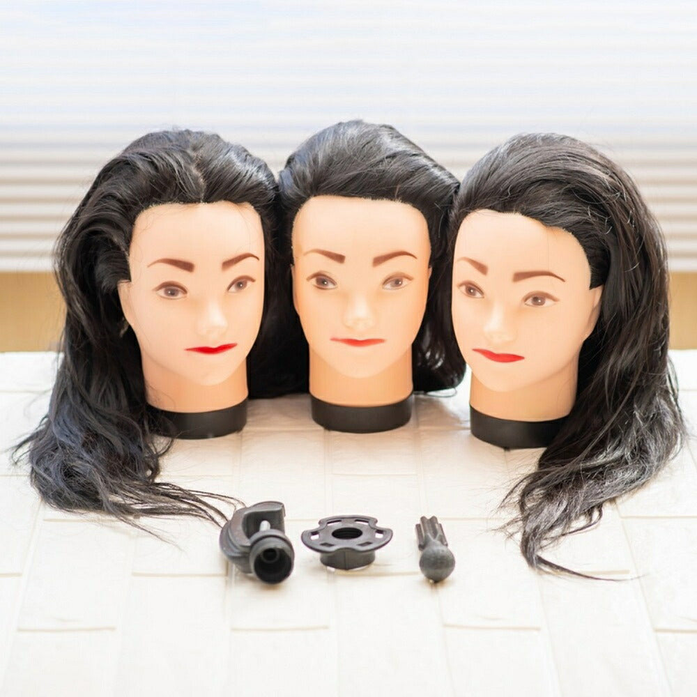 コスメティック | カット＆編み込み練習用マネキンヘッド3個セット（クランプ付き）