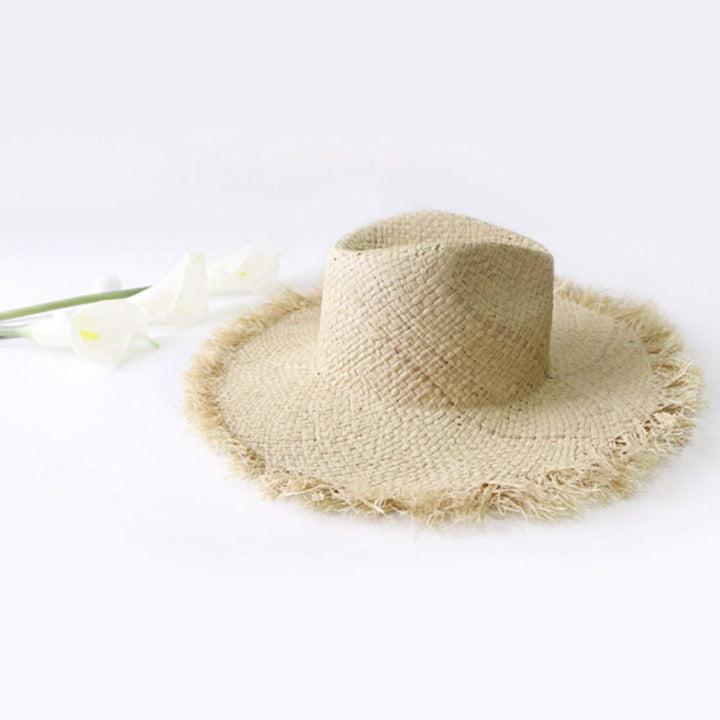 キャップ | レディースつば広麦わらハット フリンジ付き リゾート向け