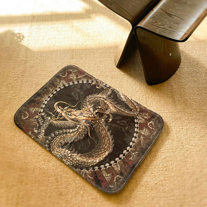 風水 インテリア | 黄金龍デザイン滑り止めマット 40×57.5cm - 玄関・バスルーム兼用