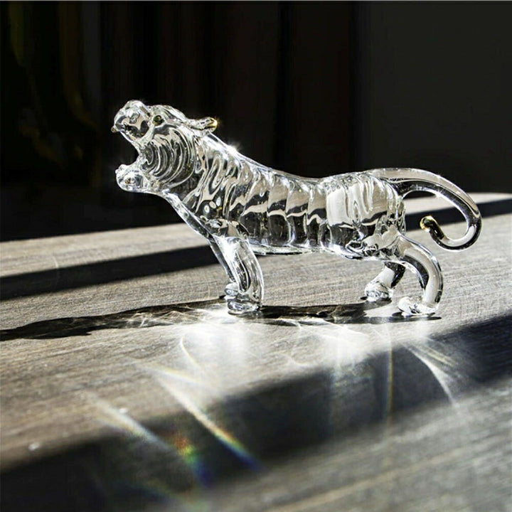 風水 インテリア | 干支「寅年」風水クリスタルガラス虎置物 - 透明16cm