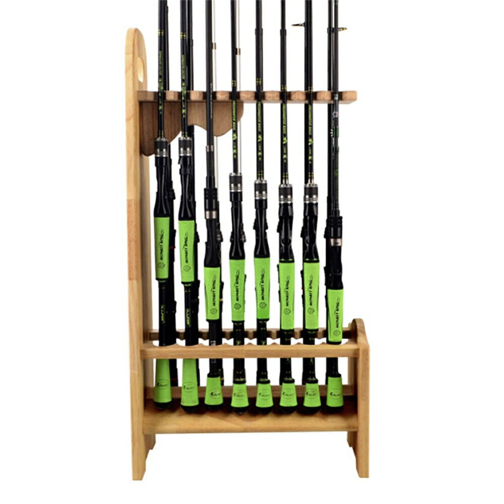 釣り 道具 | 木製DIY釣竿スタンド 16本収納 ナチュラルデザイン