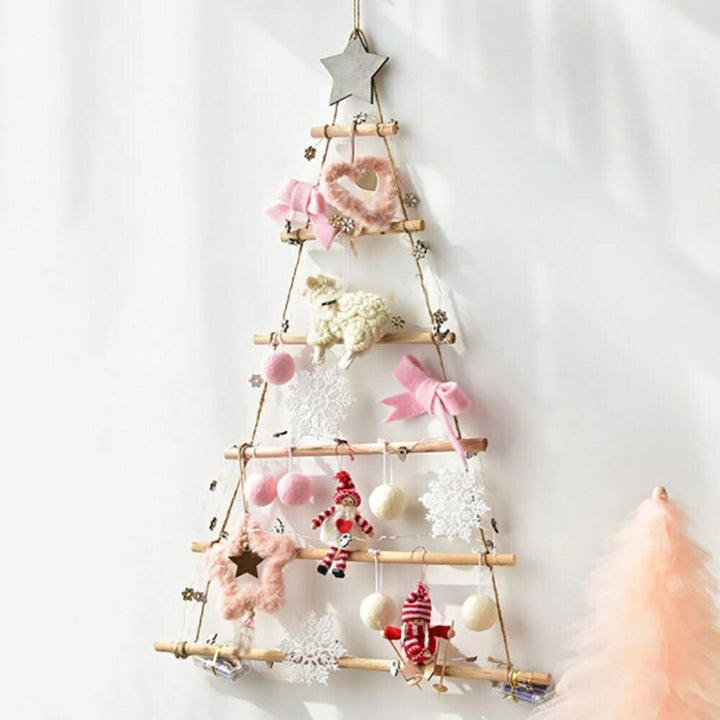 イベントグッズ | 木製壁掛けクリスマスツリー 92cm スター付きオーナメント