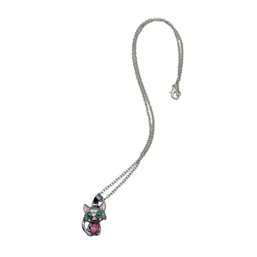 ネックレス | ピンクジルコニア猫モチーフネックレス
