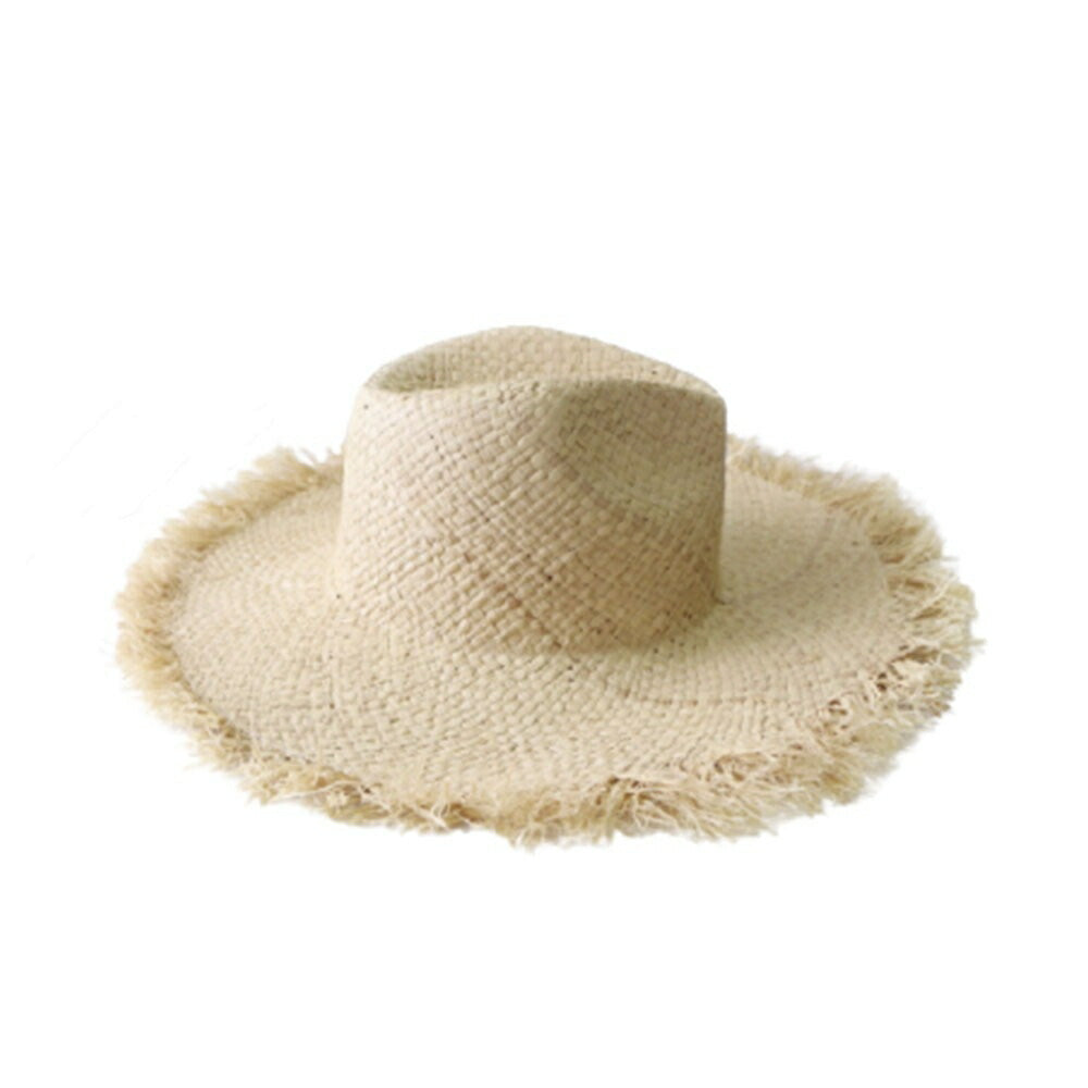 キャップ | レディースつば広麦わらハット フリンジ付き リゾート向け